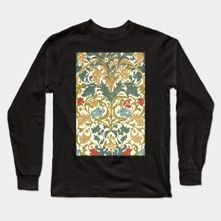 Floral Garden Botanical Print with Fall Flowers and Leaves Long Sleeve T-Shirt